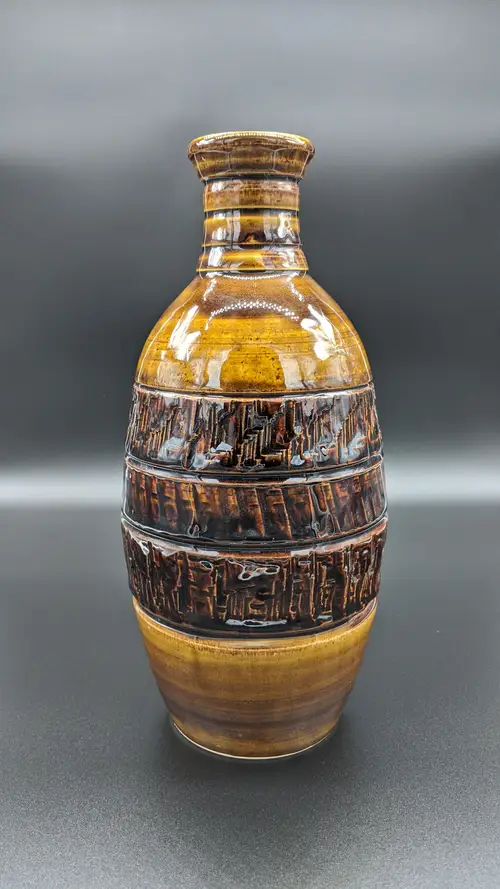 Handmade ceramic pottery: Amber Banded Bottle Narrow