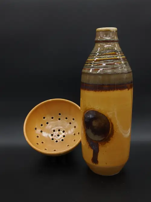 Handmade ceramic pottery: Amber Bottle And Berry Bowl