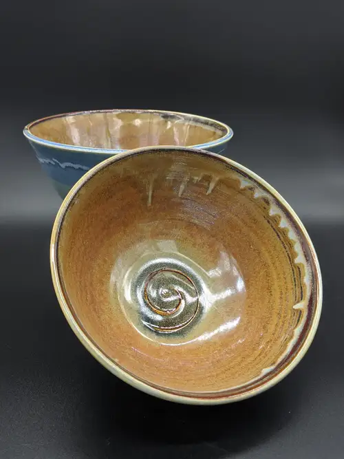 Handmade ceramic pottery: Amber Honey Spiral Bowls