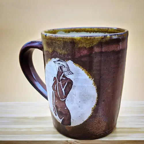 Handmade ceramic pottery: Bird Lady Mug