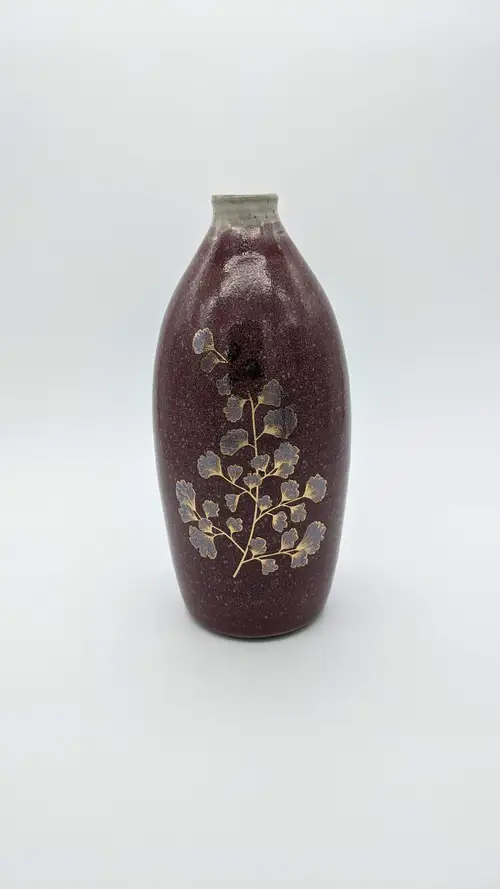 Handmade ceramic pottery: Bottle with Gold Transfer