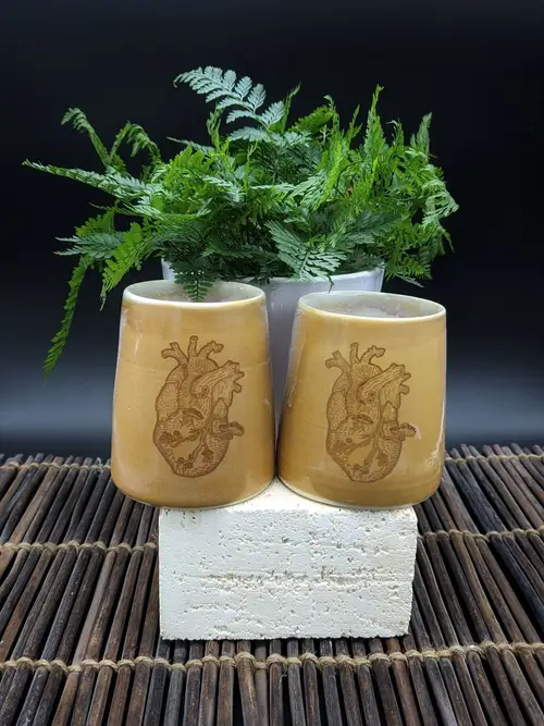 Handmade ceramic pottery: Brown Blue Bowl Interior