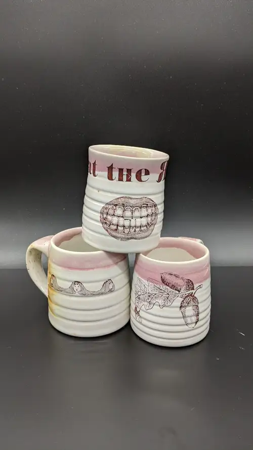 Handmade ceramic pottery: Butterfly Mug Dark Blue