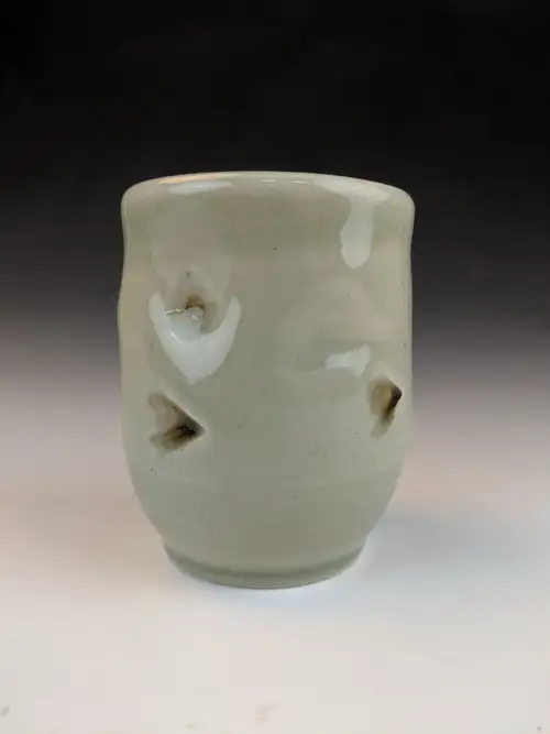 Handmade ceramic pottery: Celadon Carved Texture Cup