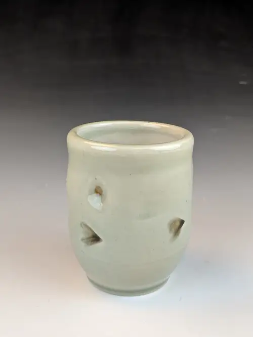 Handmade ceramic pottery: Celadon Triangle Cup