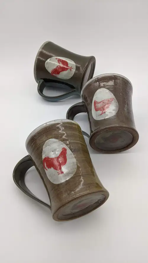 Handmade ceramic pottery: Chicken Mugs