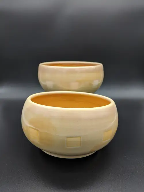 Handmade ceramic pottery: Cream Bowl with Shapes