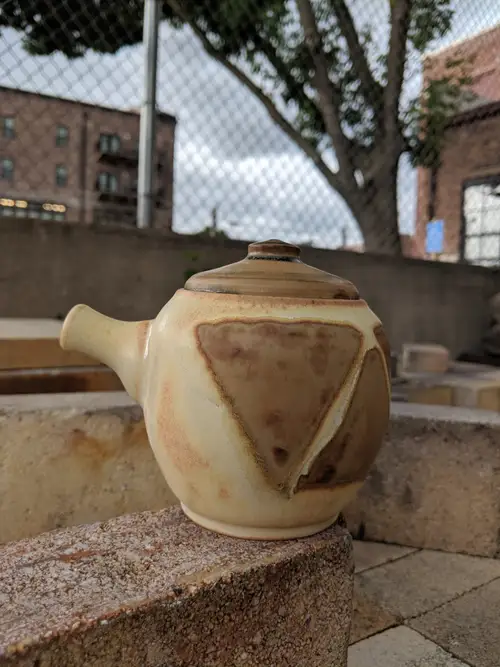 Handmade ceramic pottery: Faceted Teapot Warm Amber