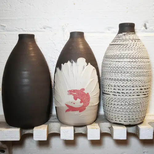 Handmade ceramic pottery: Green Berry Bowl Colander