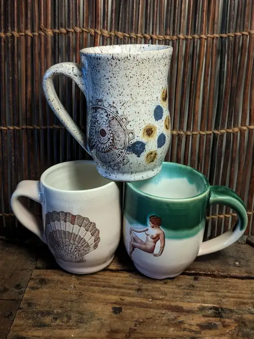 Handmade ceramic pottery: Green Brown Bowl Interior