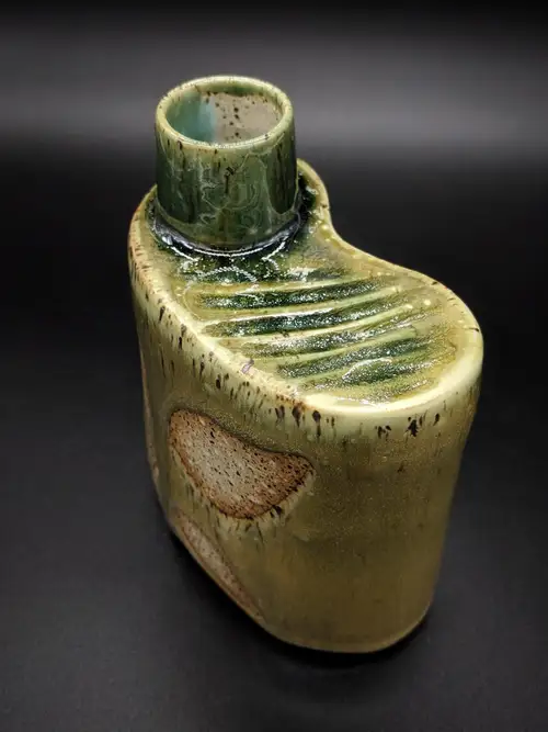 Handmade ceramic pottery: Green Leaf Flask