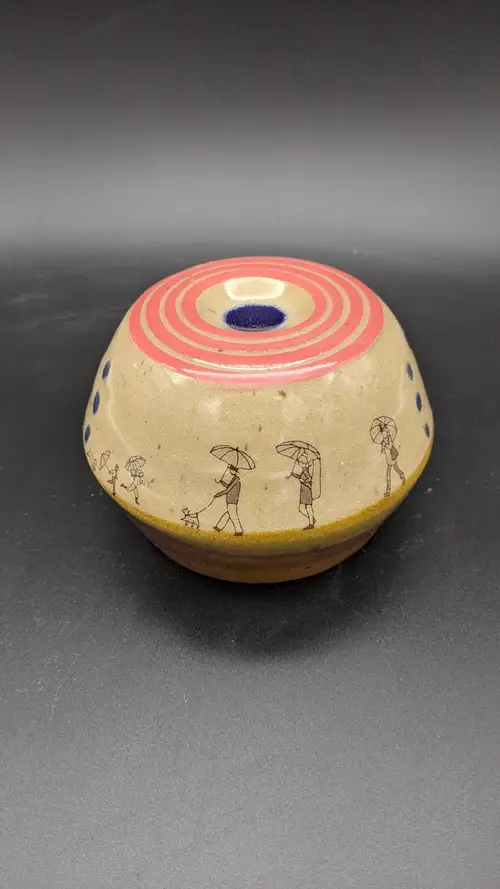 Handmade ceramic pottery: Honey Banded Lidded Jar