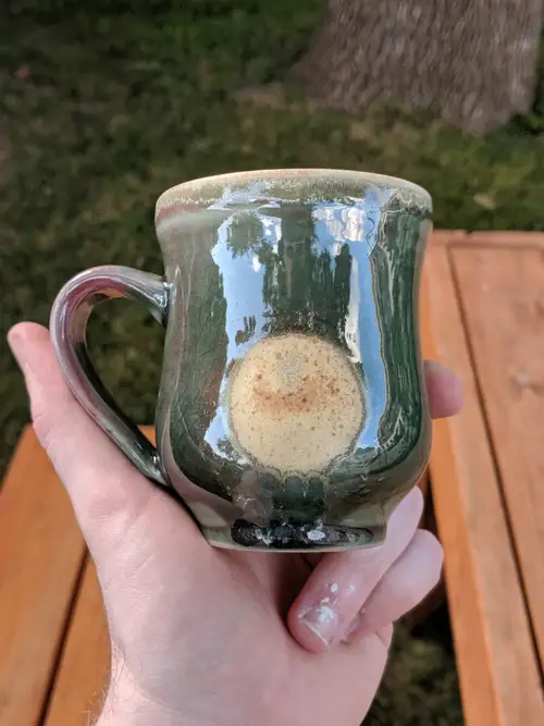 Handmade ceramic pottery: Moon Mug Pink Flash