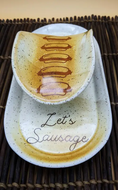 Handmade ceramic pottery: Mr.Sausage Tray 2