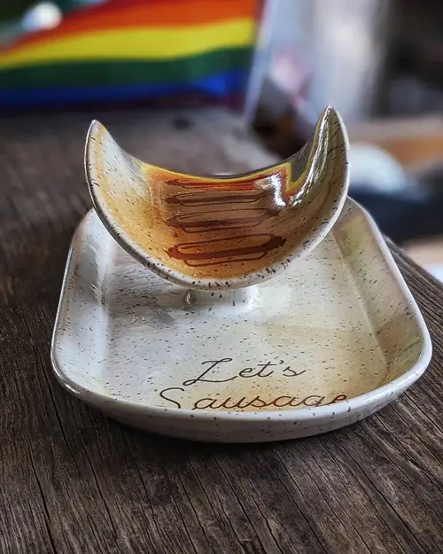 Handmade ceramic pottery: Mr.Sausage Tray 3