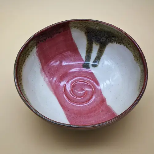 Handmade ceramic pottery: Red Stripe Bowl