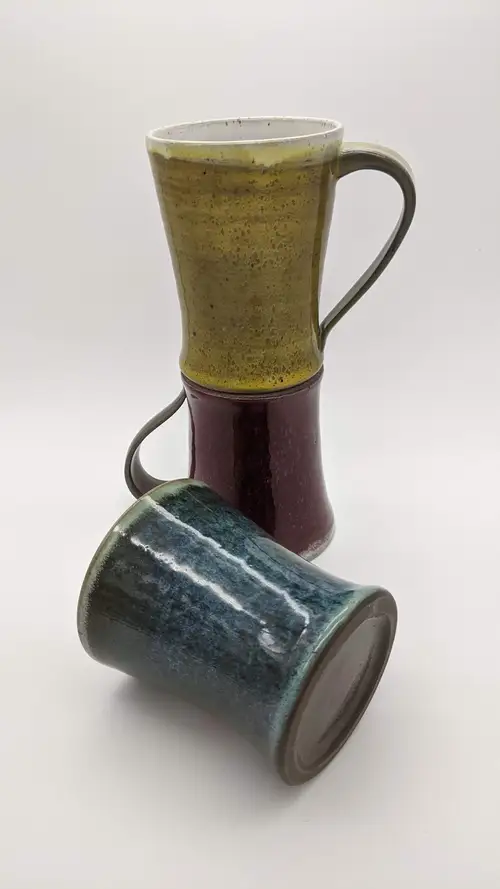 Handmade ceramic pottery: Stacked Colorful Mugs