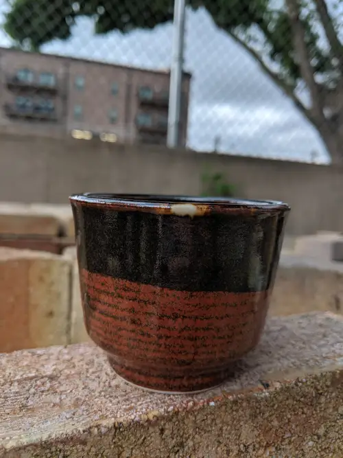 Handmade ceramic pottery: Textured Orange And Black Bowl