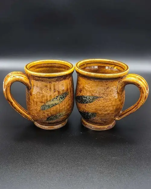 Handmade ceramic pottery: Textured Orange Mugs