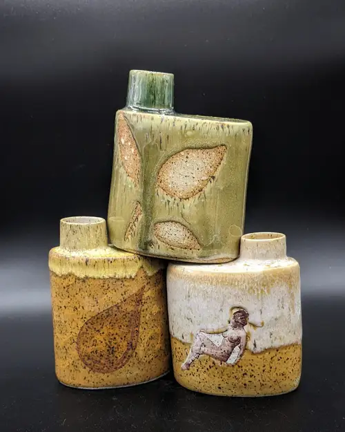 Handmade ceramic pottery: Three Flasks